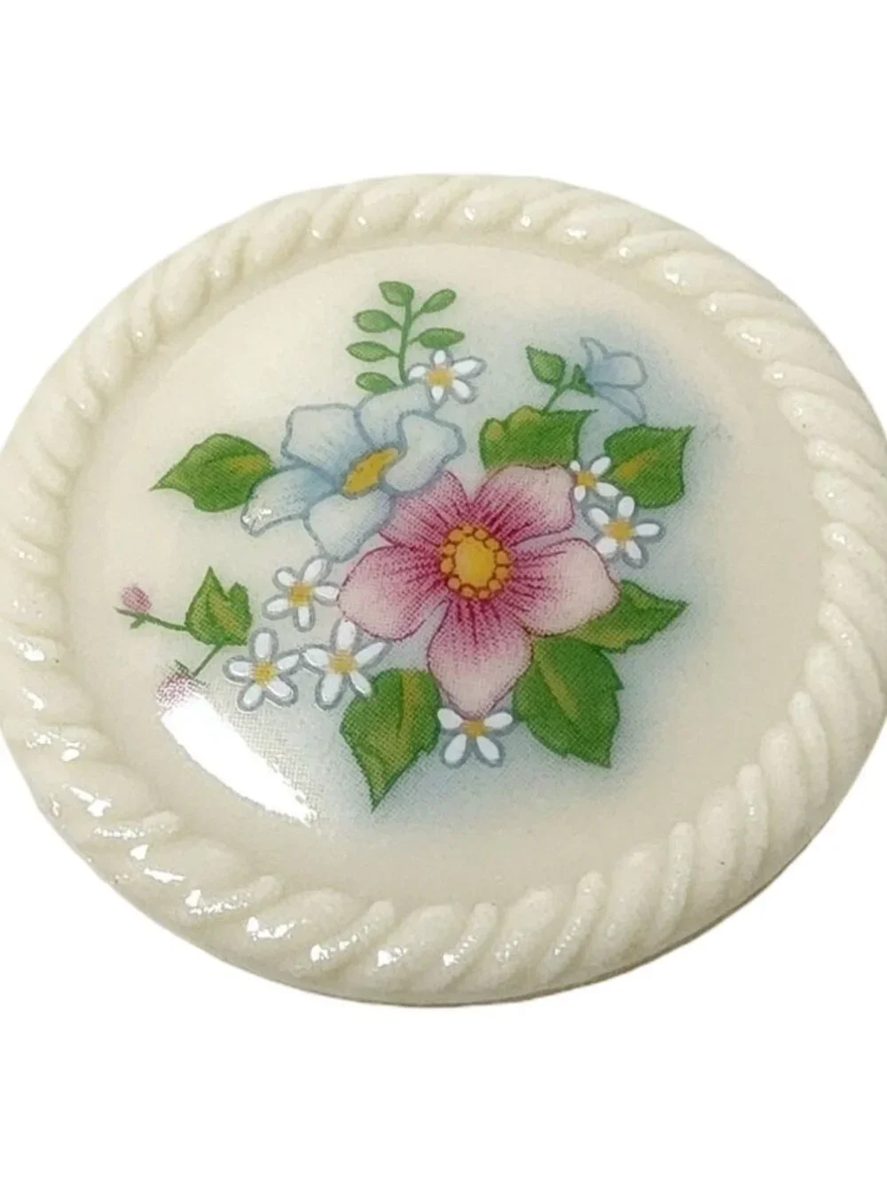vintage avon 1950s-60s beautifull floral porcelain button brooch